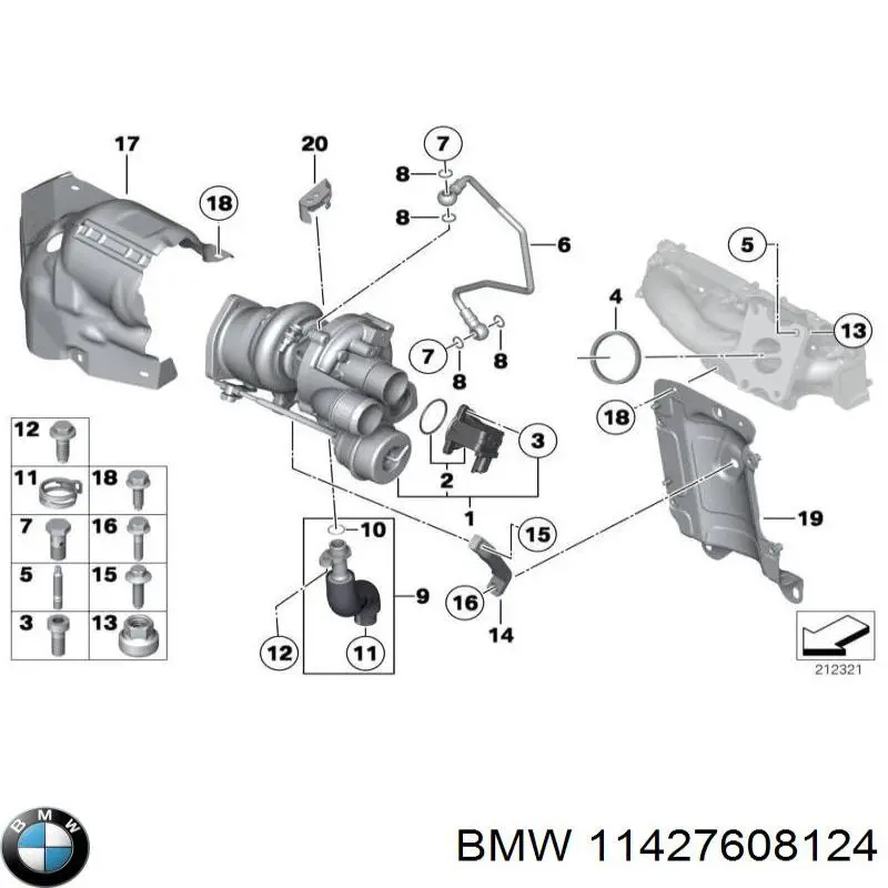 11427608124 BMW tubo de ventilacion del carter (separador de aceite)