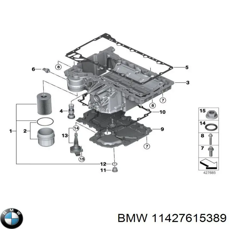 11427615389 BMW tapa de filtro de aceite