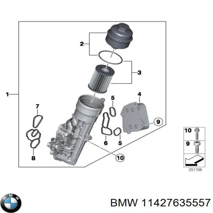 Filtro de aceite 11427635557 BMW