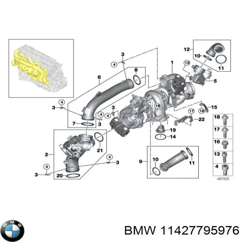 Tubo de drenaje de aceite de turbocompresor BMW 11427795976