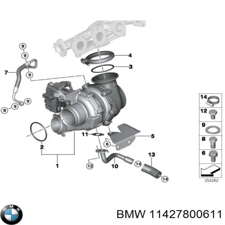 Comprar 11427800611 BMW Tubo de suministro de aceite a la turbina