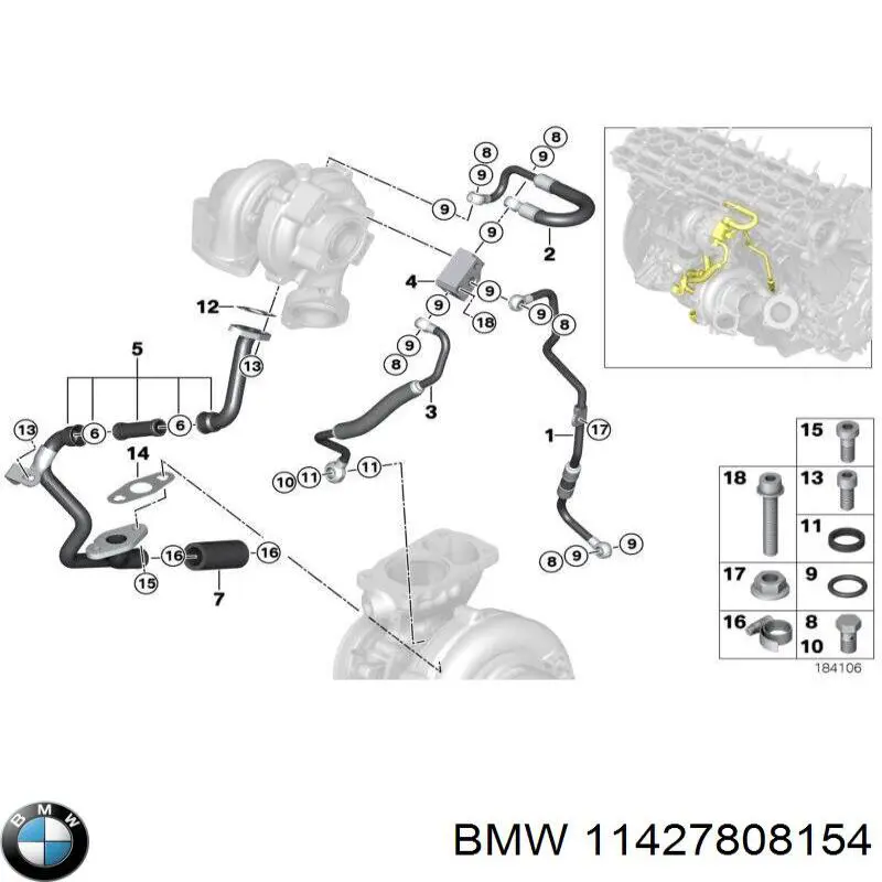Tubo de drenaje de aceite de turbocompresor BMW 11427808154 precio, desde 233,16 EUR