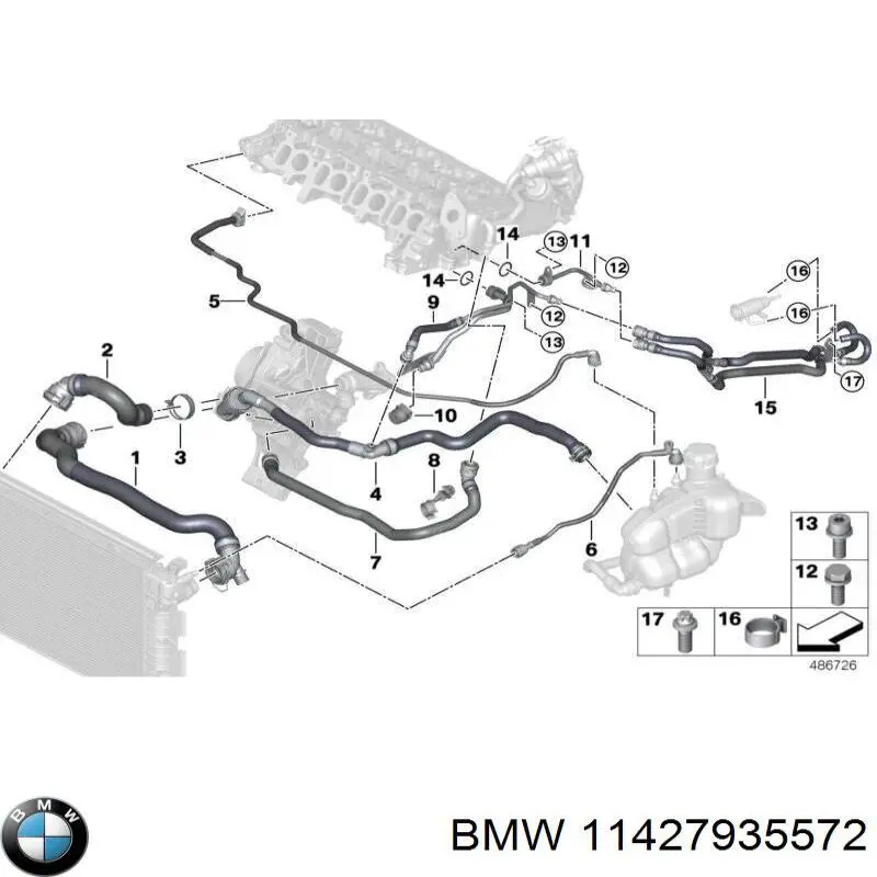 Junta de manguera de drenaje de aceite de turbina BMW 11657577016