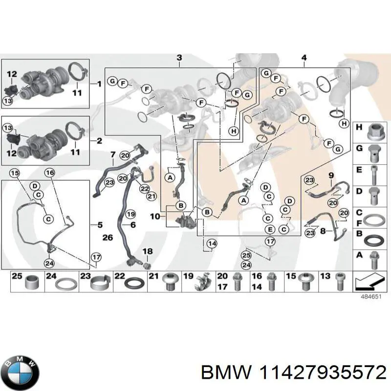 Comprar 11427935572 BMW Junta de manguera de drenaje de aceite de turbina