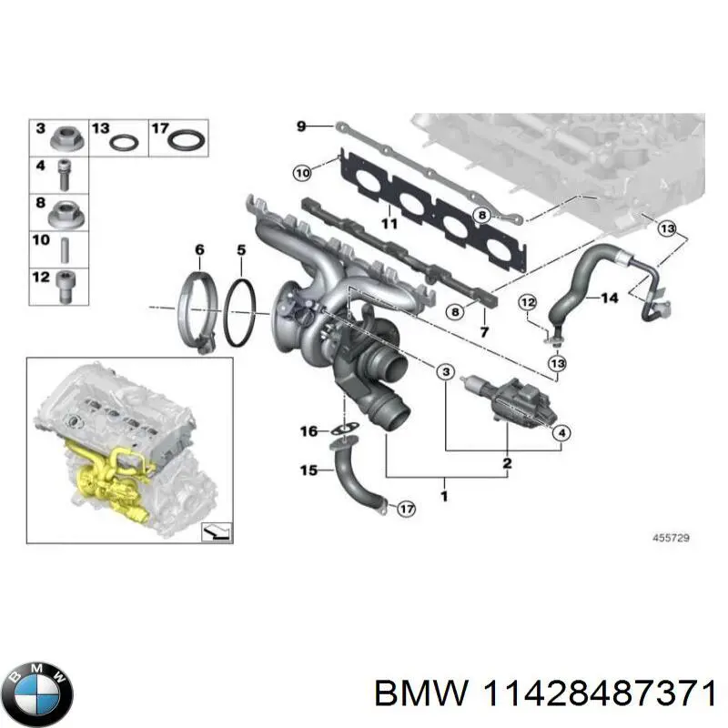 Tubo de suministro de aceite a la turbina BMW 11428487371 precio, desde 43,92 EUR