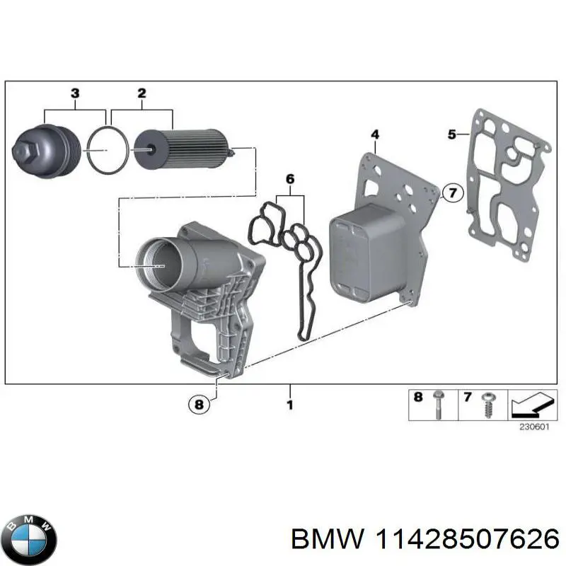 Radiador de aceite debajo del filtro BMW 11428507626 precio, desde 54,82 EUR