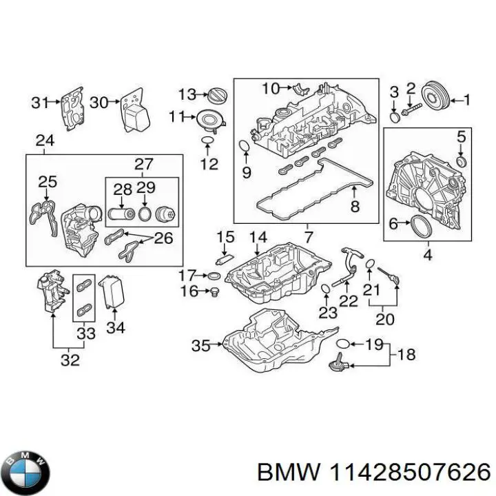 Radiador de aceite debajo del filtro BMW 11428507626 precio, desde 54,81 EUR