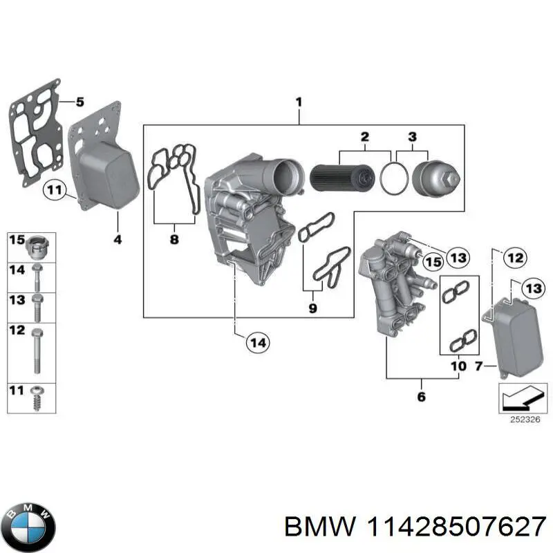 Radiador de aceite debajo del filtro BMW 11428507627 precio, desde 40,91 EUR