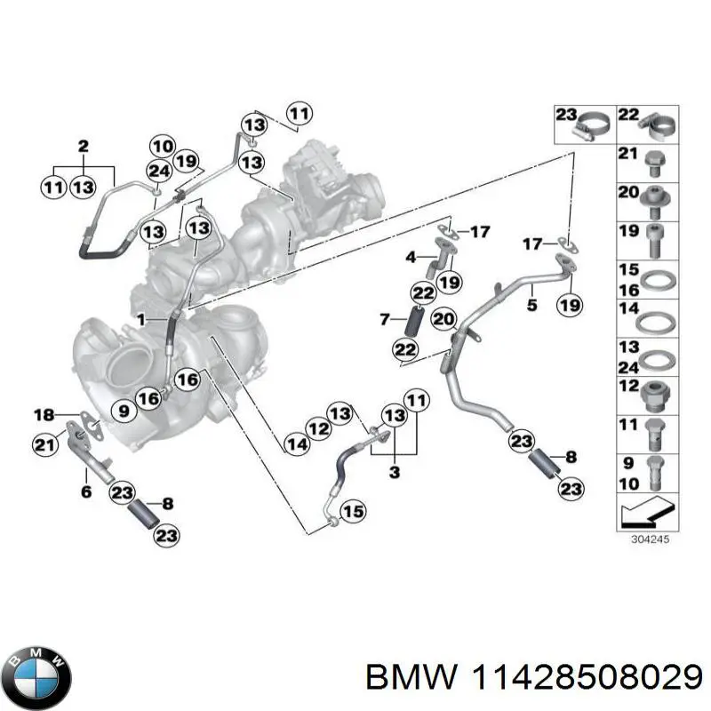 11428508029 BMW Manguera del radiador de aceite, del filtro al bloque