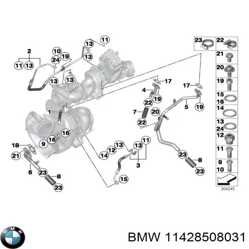 11428508031 BMW Manguera del radiador de aceite, del filtro al bloque