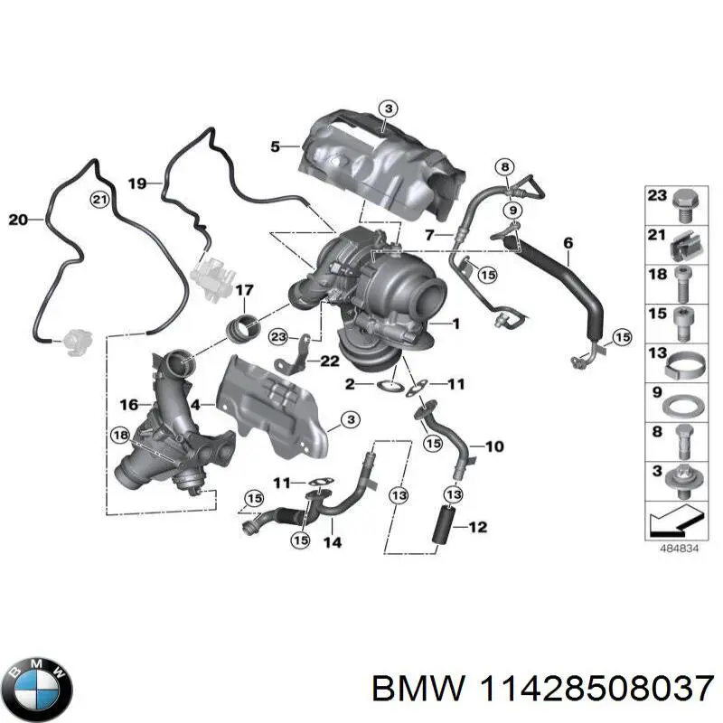 11428508037 BMW conducto refrigerante de radiador de aceite, de filtro a bloque cilindros