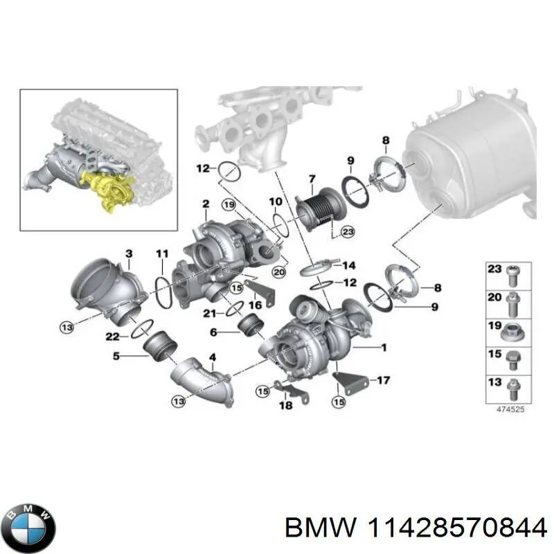 11428570844 BMW junta, tubo de escape