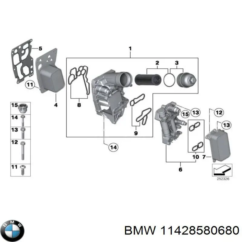 11428580680 BMW junta, adaptador de filtro de aceite