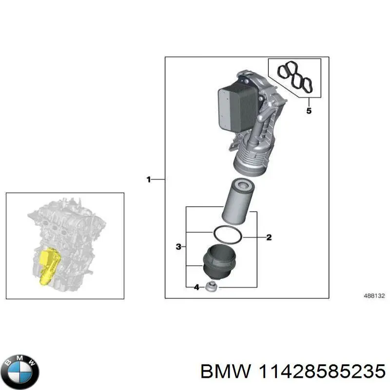 11428585235 BMW caja, filtro de aceite