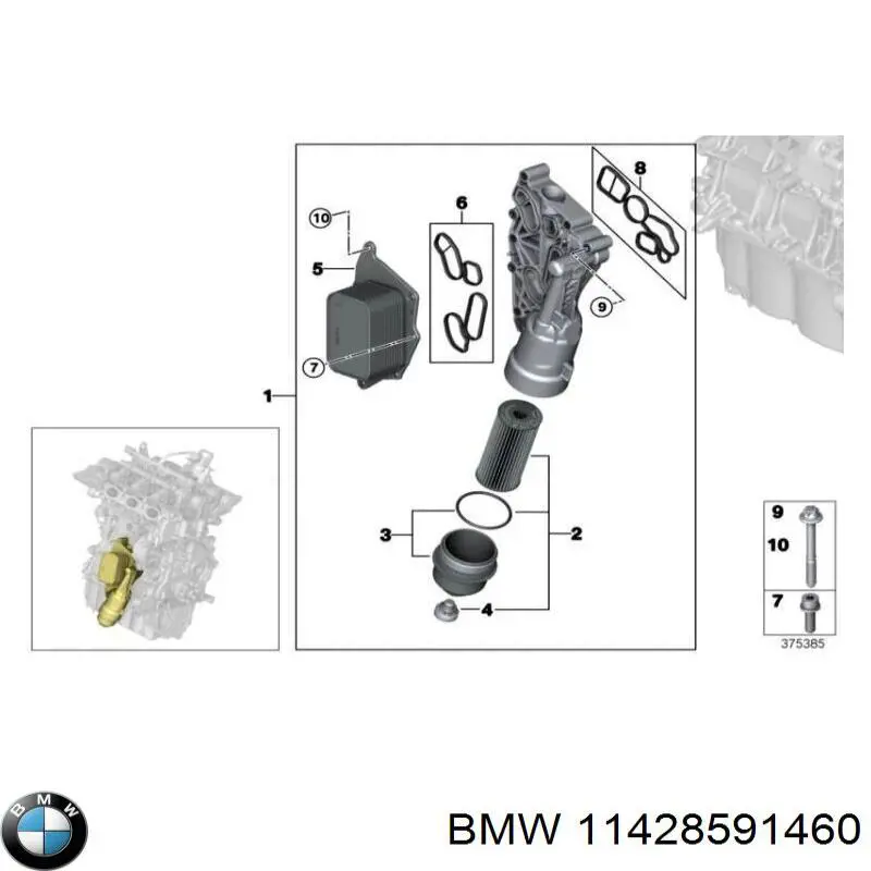 11428591460 BMW junta, adaptador de filtro de aceite