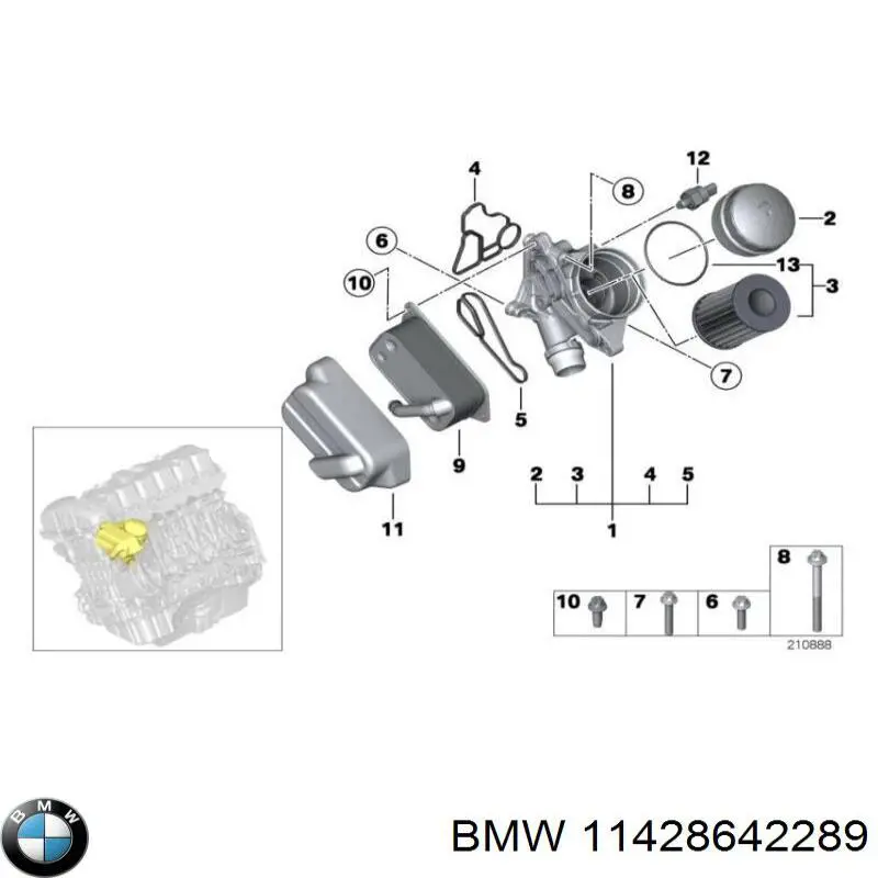 11428642289 BMW caja, filtro de aceite
