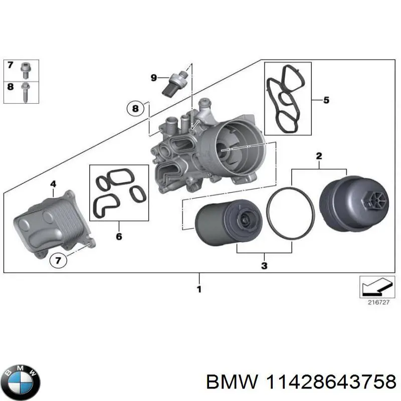 11428643758 BMW junta, adaptador de filtro de aceite