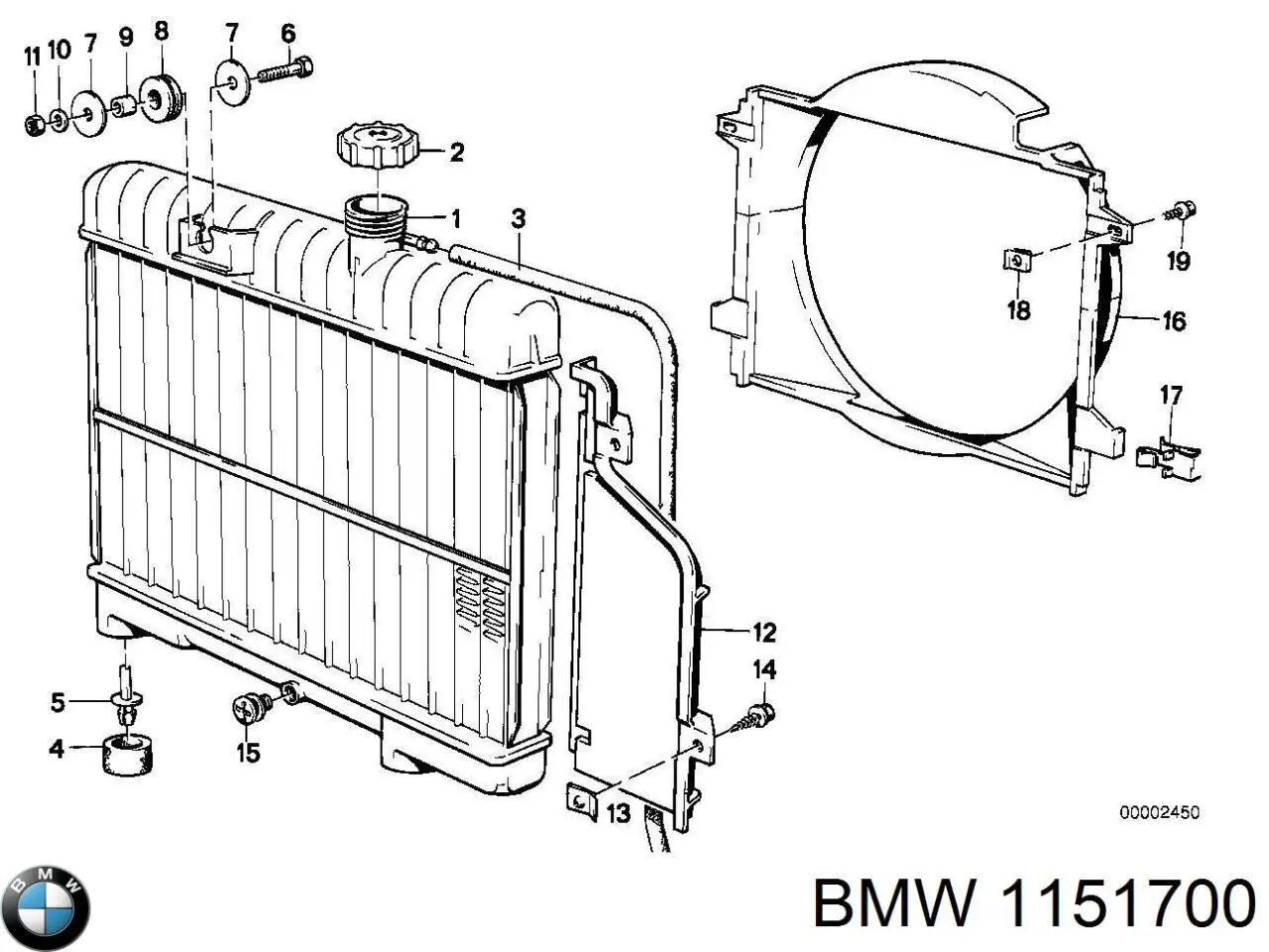 1151700 BMW radiador refrigeración del motor