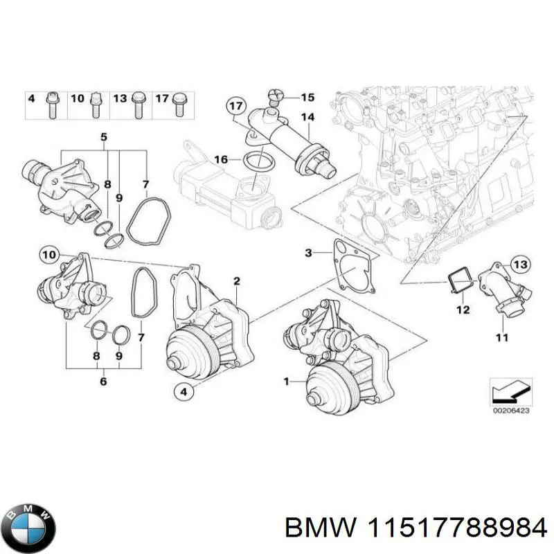 11517788984 BMW juntas de la carcasa de el termostato