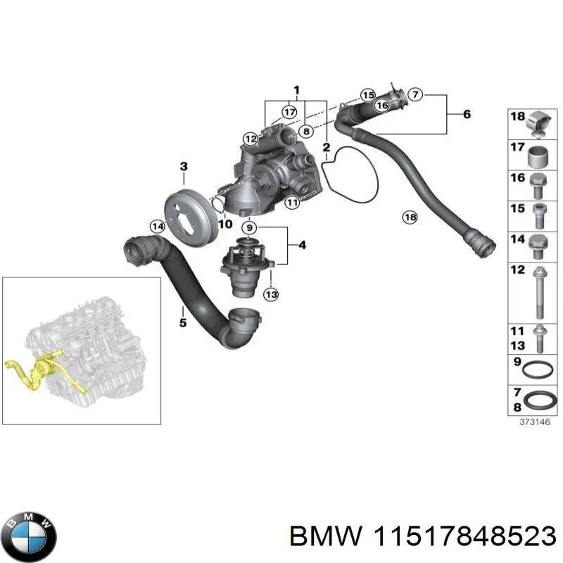 11517848523 BMW polea, bomba de agua