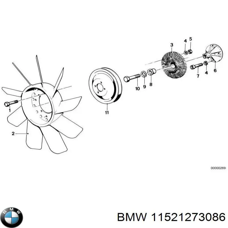 11521273086 BMW embrague, ventilador del radiador