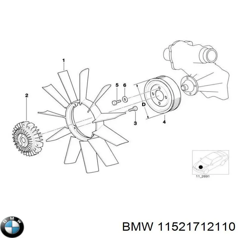 11521712110 BMW rodete ventilador, refrigeración de motor