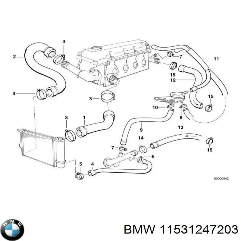 11531247203 BMW manguera refrigerante para radiador inferiora