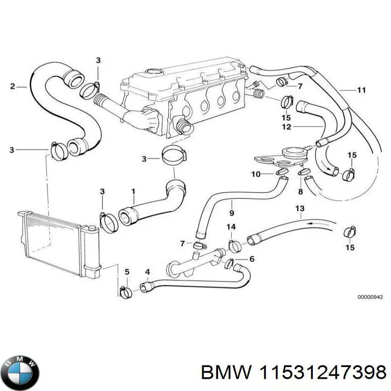 11531247398 BMW manguera (conducto del sistema de refrigeración)