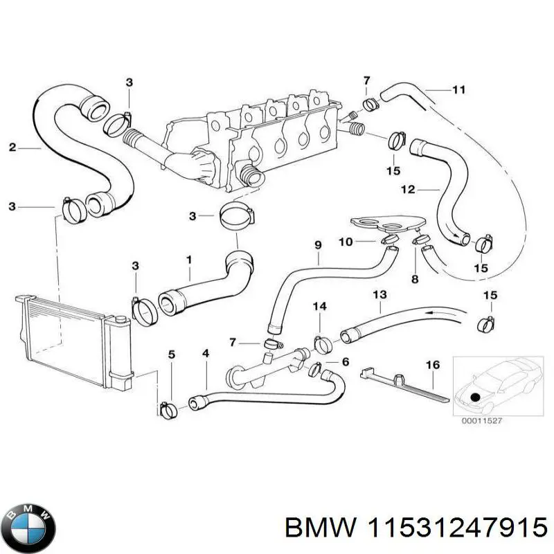 11531247915 BMW manguera (conducto del sistema de refrigeración)