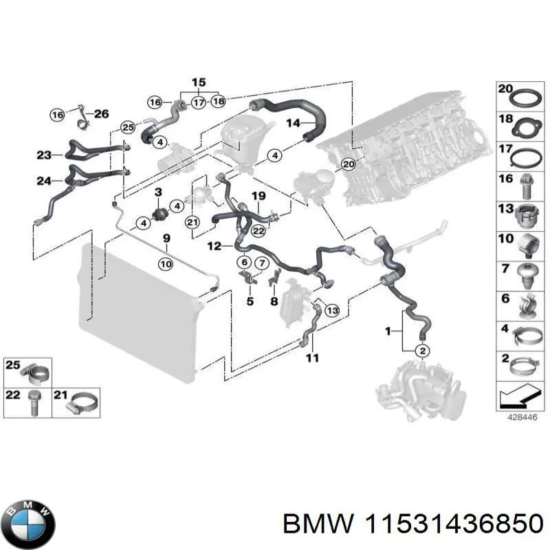 Tapón de sistema de refrigeración BMW 11531436850 precio, desde 8,23 EUR