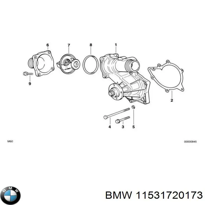 11531720173 BMW caja del termostato