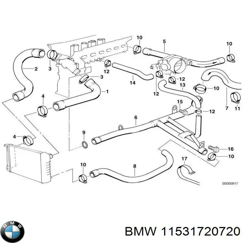 Comprar 11531720720 BMW Manguera superior del radiador