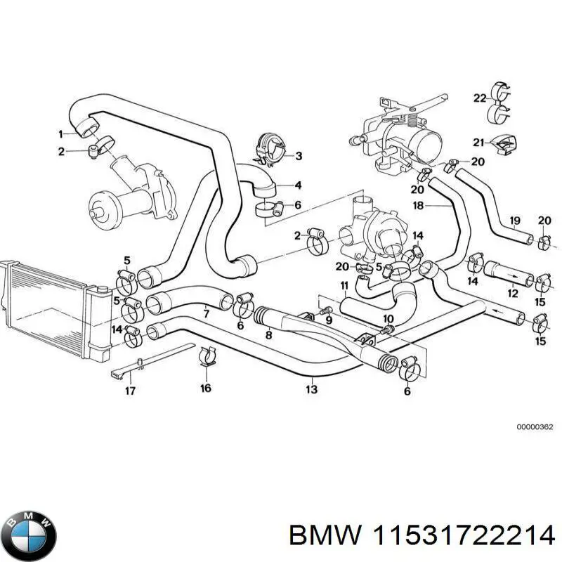 11531722214 BMW tubería de radiador arriba