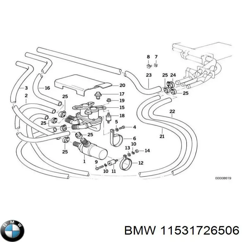Manguera refrigerante para radiador inferiora para BMW 5 (E34)