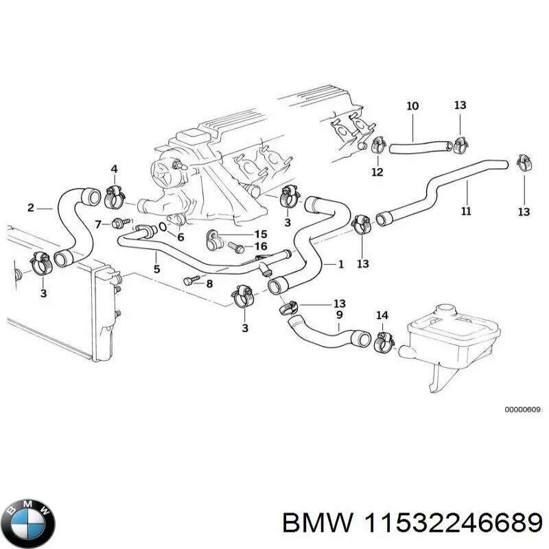 11532246689 BMW manguera (conducto del sistema de refrigeración)
