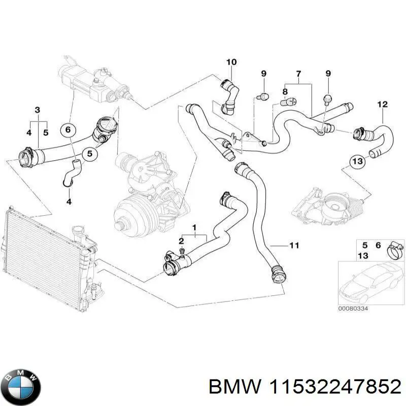11532247852 BMW manguera refrigerante para radiador inferiora