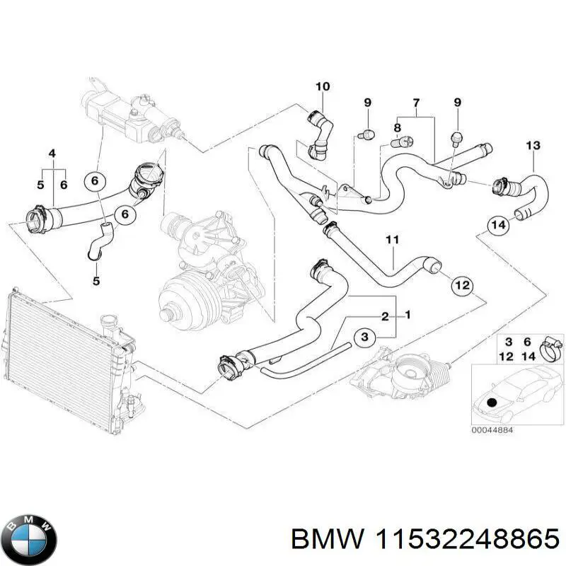 11532248865 BMW manguera refrigerante para radiador inferiora