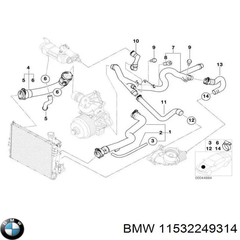 11532249314 BMW Manguera superior del radiador