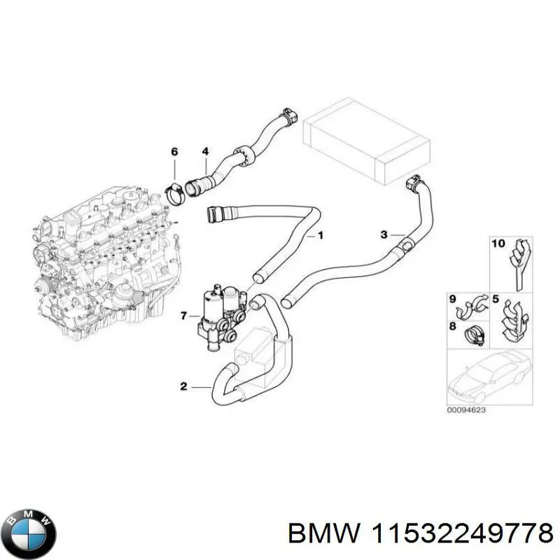 Manguera superior del radiador 11532249778 BMW