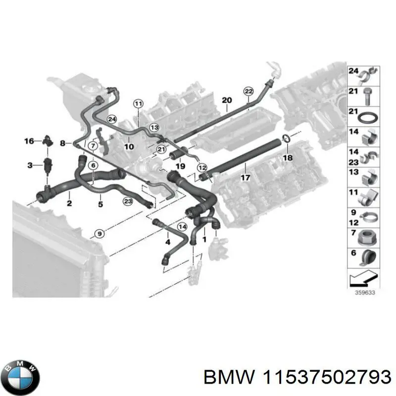 Tubería de radiador, retorno para BMW 7 (E65, E66, E67)
