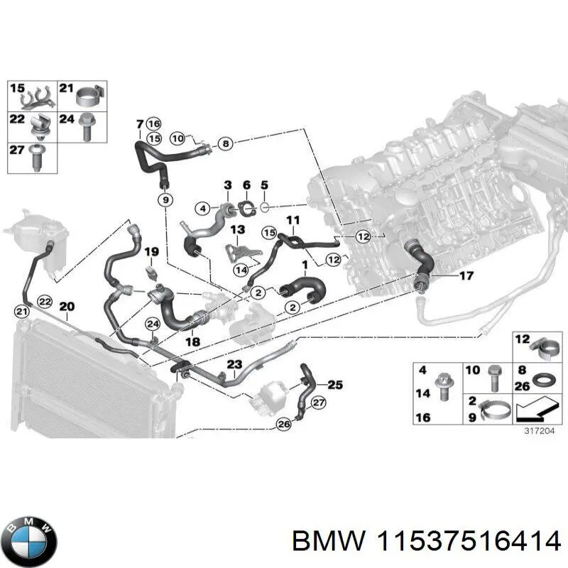 Comprar 11537516414 BMW Manguera de agua refrigerante