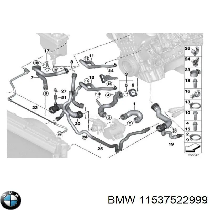 Comprar 11537522999 BMW Tubo de retorno de baja presión del radiador de aceite