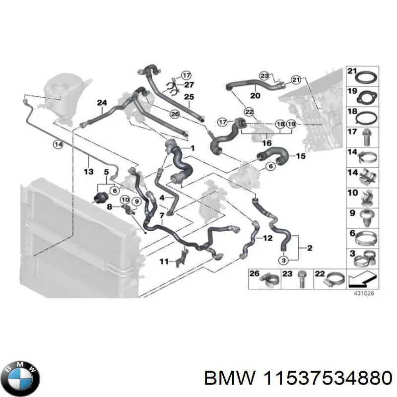 11537534880 BMW junta, adaptador de filtro de aceite