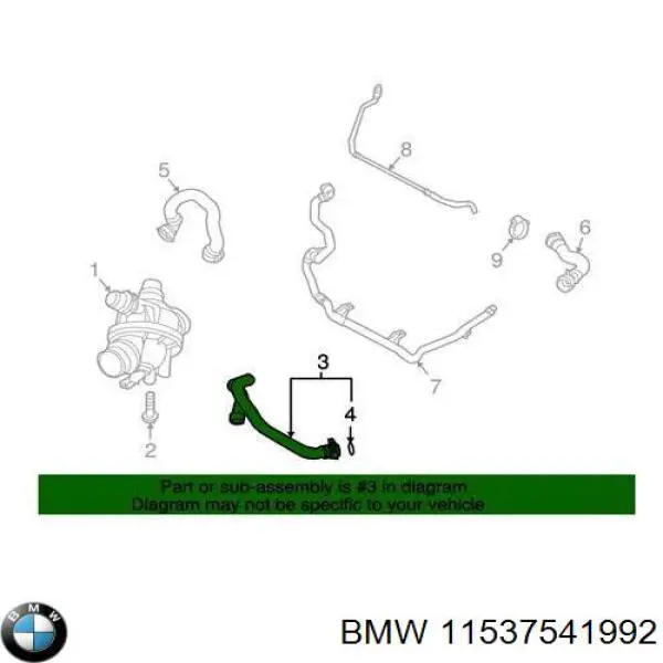 11537541992 BMW manguera de refrigeración