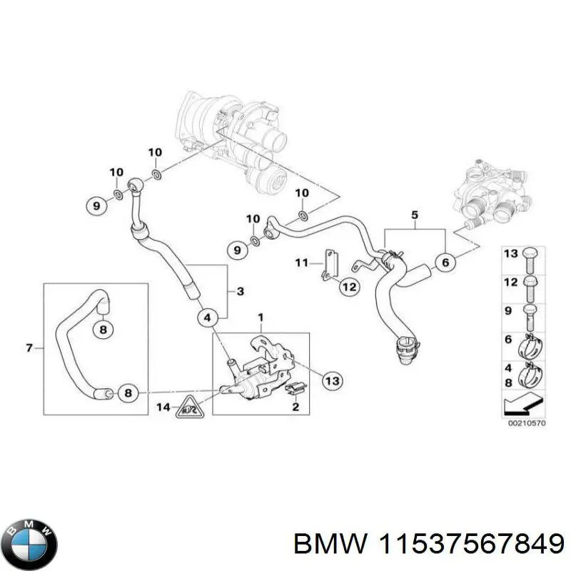 Conducto aceite, turbocompresor, retorno MINI Cooper (R56)