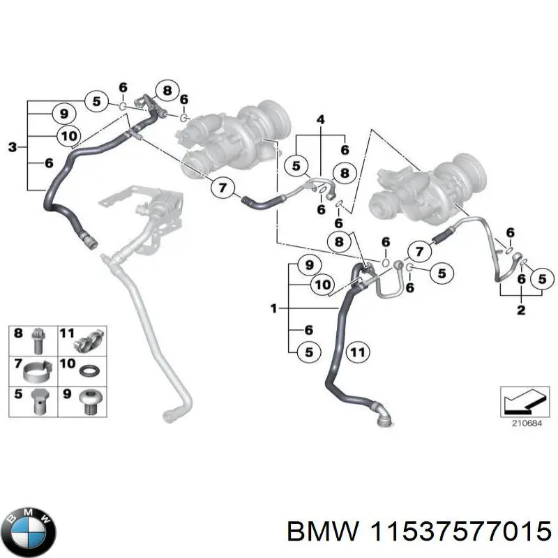Conducto aceite, turbocompresor, retorno para BMW X6 (E72)