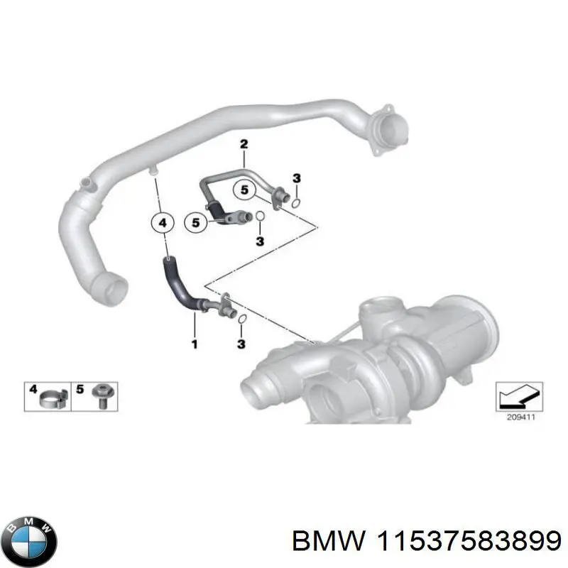 Manguera de refrigerante del turbocompresor, entrada BMW 11537583899 precio, desde 36,48 EUR