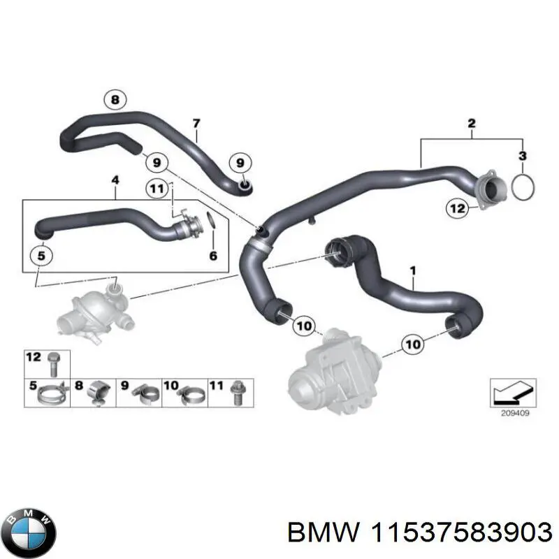 Conducto aceite, turbocompresor, retorno para BMW 7 (F01, F02, F03, F04)