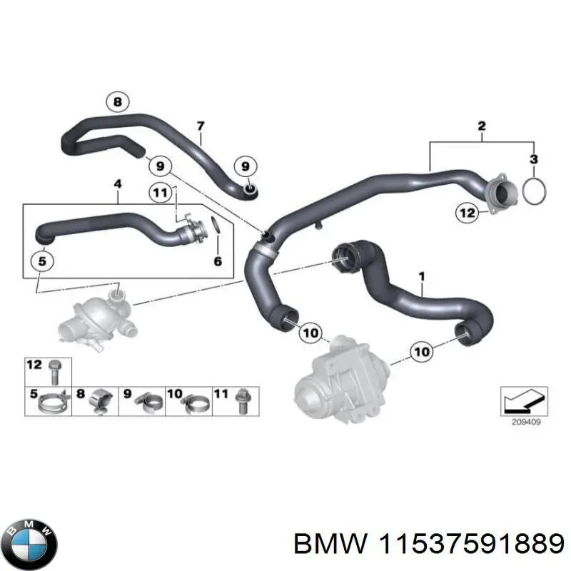 Manguito de líquido refrigerante BMW 11537591889 precio, desde 24,25 EUR