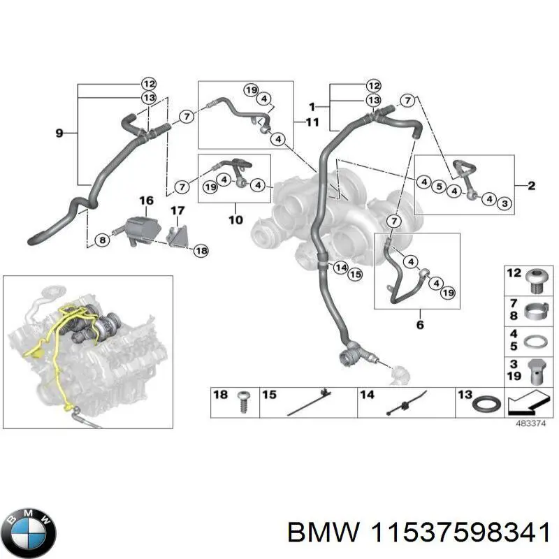 Manguera de refrigerante del turbocompresor, entrada BMW 11537598341 precio, desde 95,48 EUR